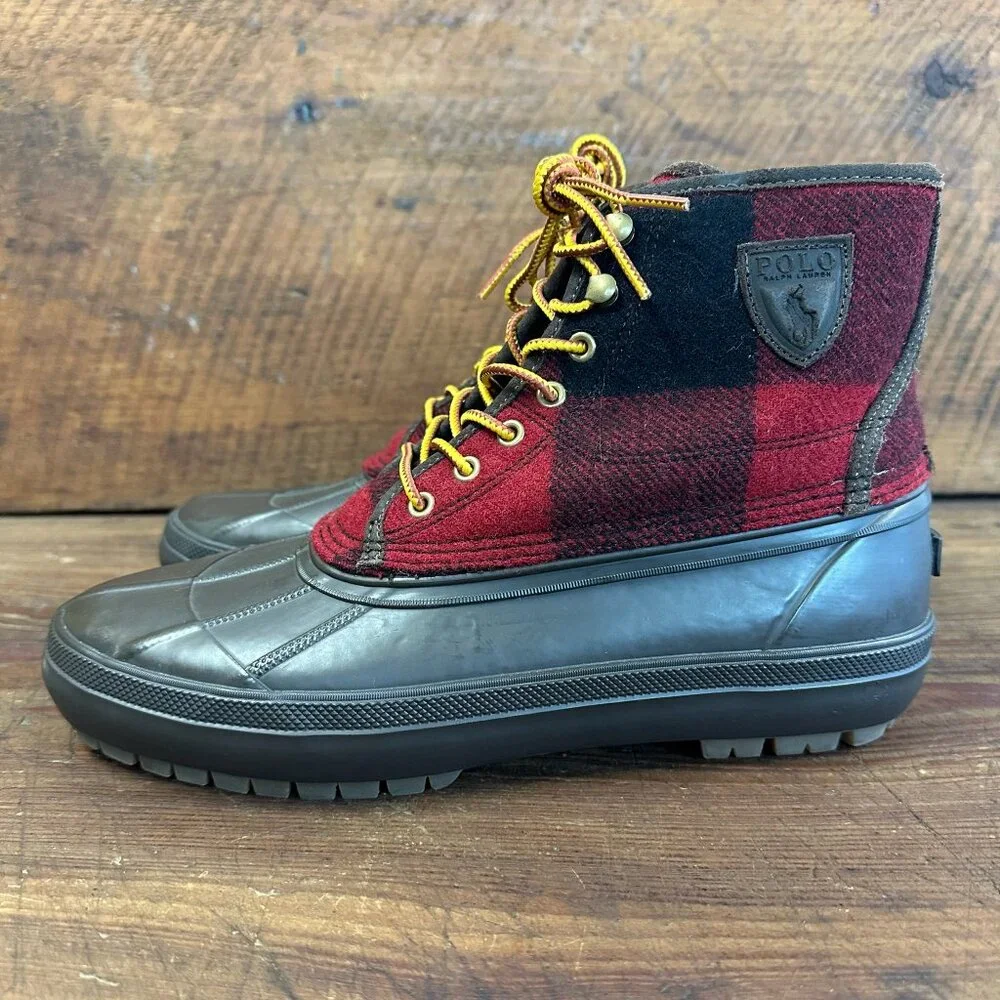 Polo Ralph Lauren Men's Claus Buffalo Check Lace-Up Boot 10